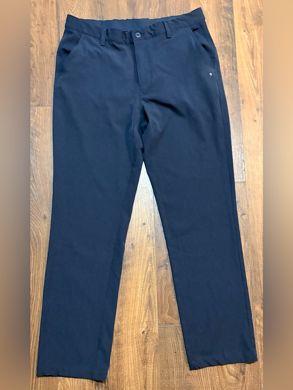 Men's Navy Stretch Dress Pants with Subtle Logo